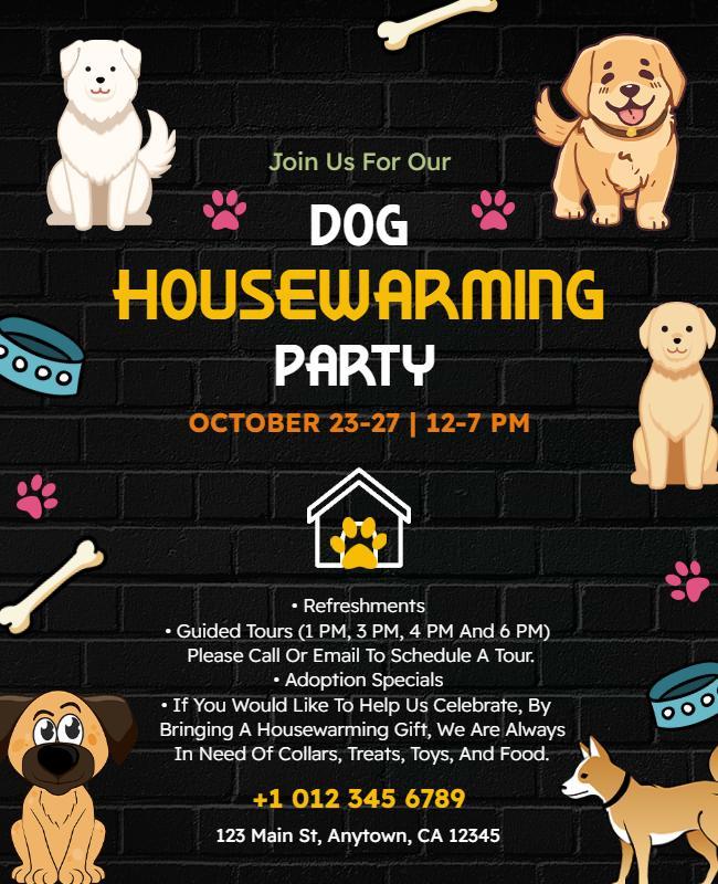 Dog Housewarming Party Event Flyer Template