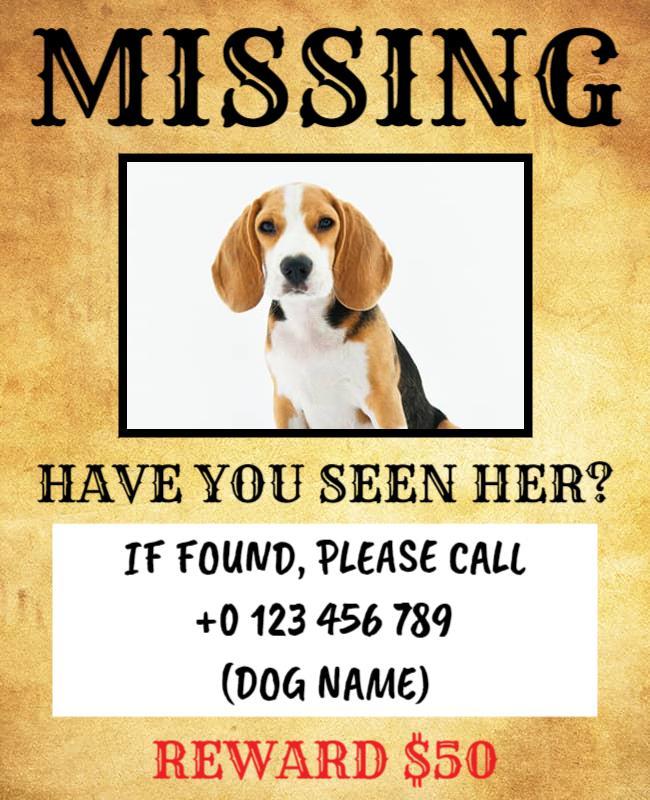 Bold Missing Pet Alert with Reward Flyer Template