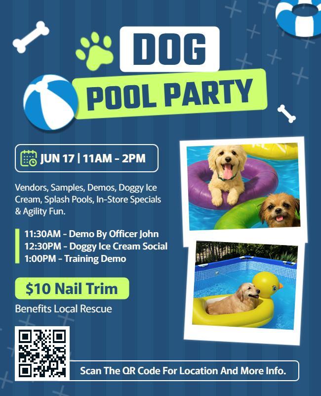 Dog Pool Party Event Flyer Template