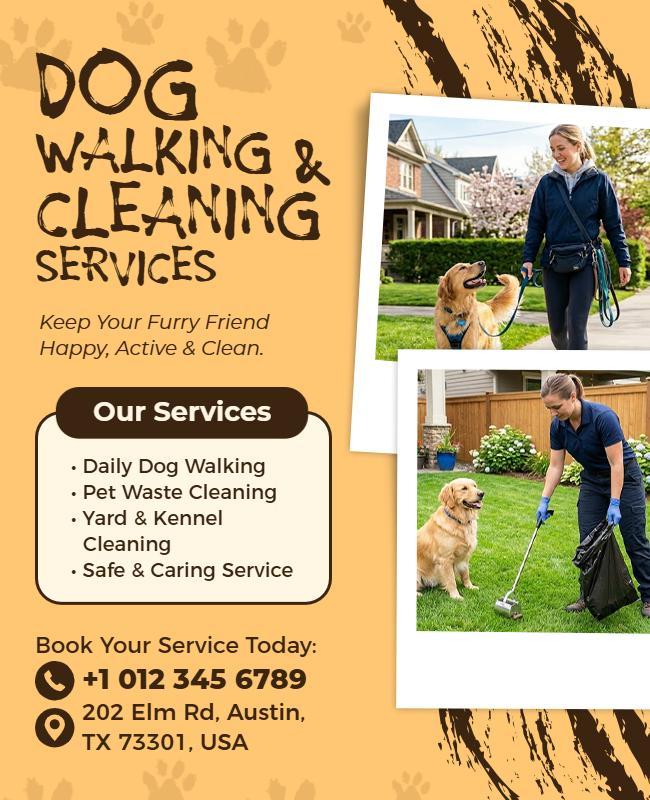 Dog Walking and Cleaning Service Poster Template