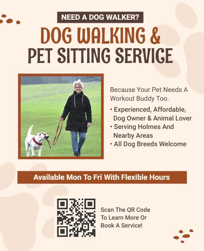 Dog Walking and Pet Sitting Service Flyer Template
