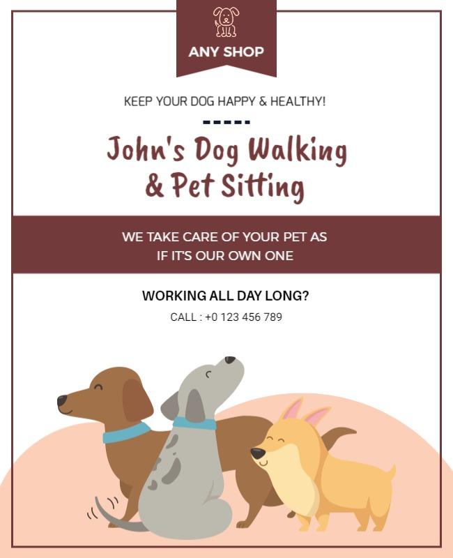 Dog Walking and Pet Sitting Services Flyer Template