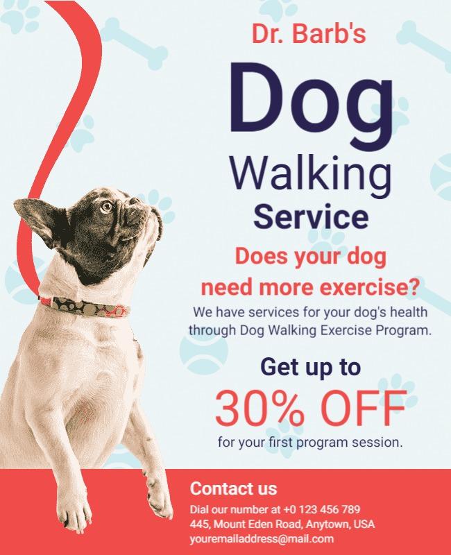 Dog Walking Exercise Program Promotion Flyer Template