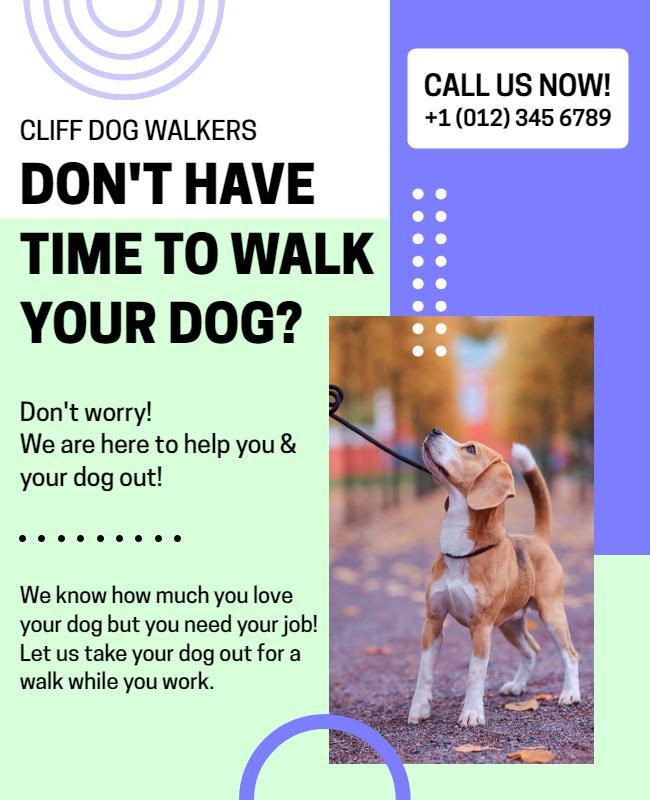 Playful Light Blue Dog Walking Service Flyer Template