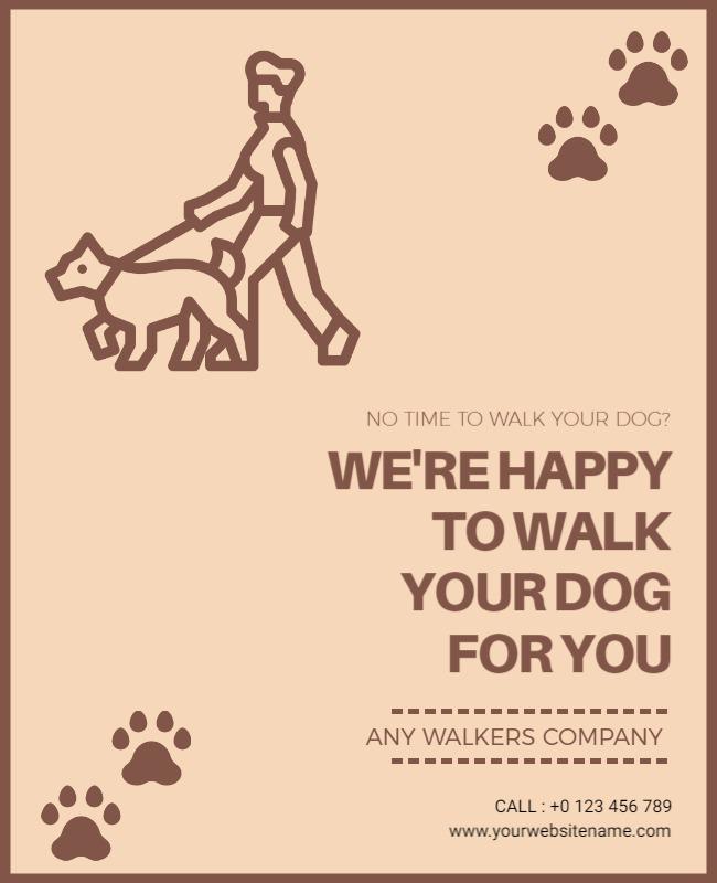 Dog Walking Service Promotional Flyer Template