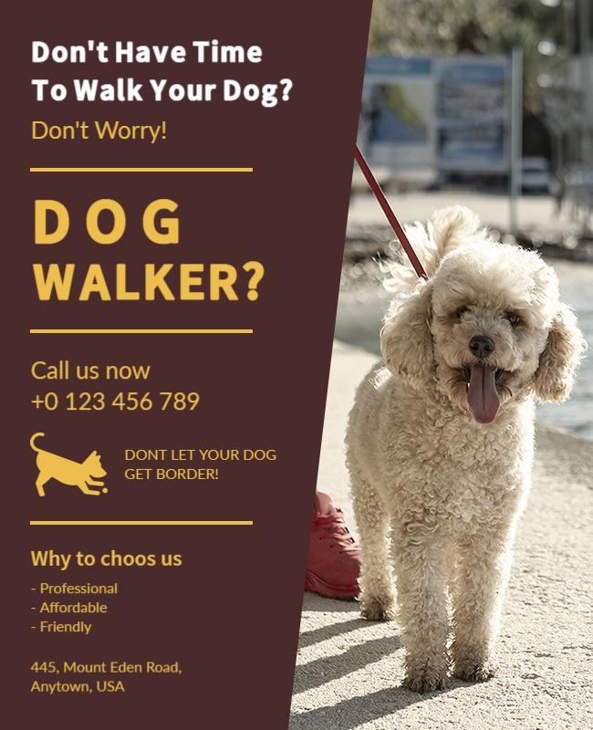 Dog Walking Services Advertisement Flyer Template