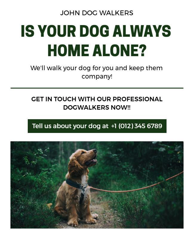 Engaging Green Pet Care Dog Walking Service Flyer Template