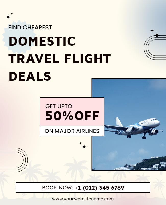 Domestic Travel Flight Deals Promotion Flyer Template