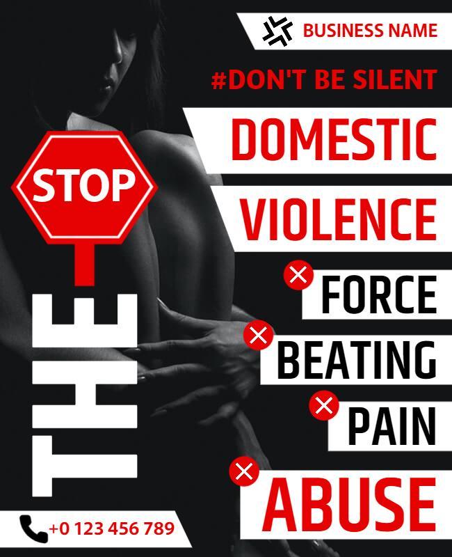 Bold Red Anti-Domestic Violence Awareness Flyer Template