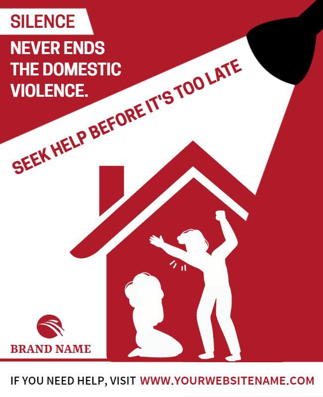 Red Awareness Domestic Violence Help Support Flyer Template