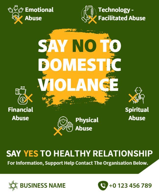 Bold Green Anti-Domestic Violence Awareness Flyer Template