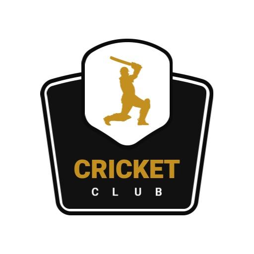 Dominant Black Color and Gold Player Icon Cricket Team Logo Template