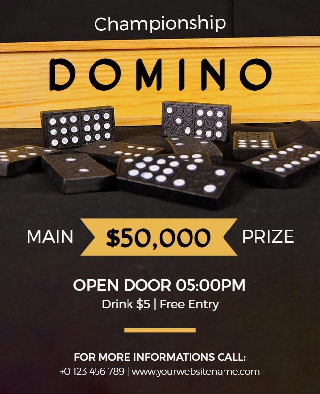 Exciting Black Domino Championship Competition Flyer Template