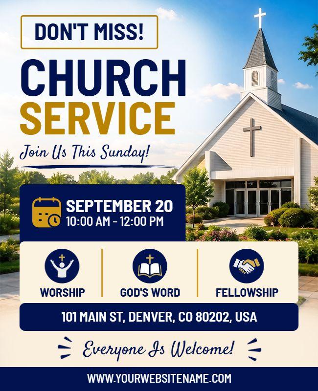 Don't Miss Sunday Church Service Flyer Template