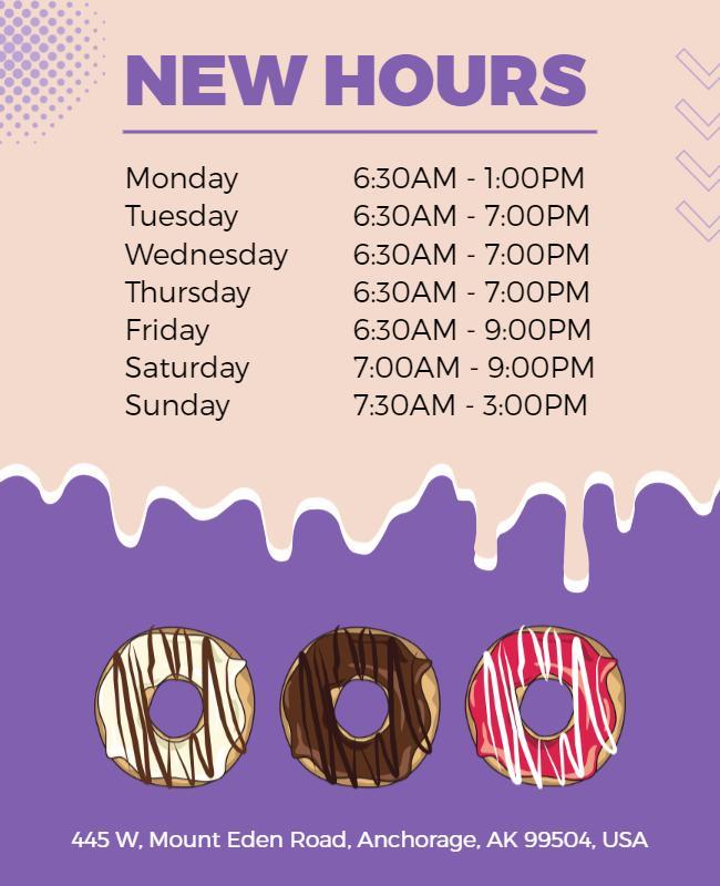 Donut Shop Updated Hours Flyer Template