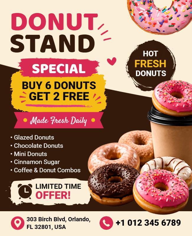 Donut Stand Special Offer Promotional Flyer Template