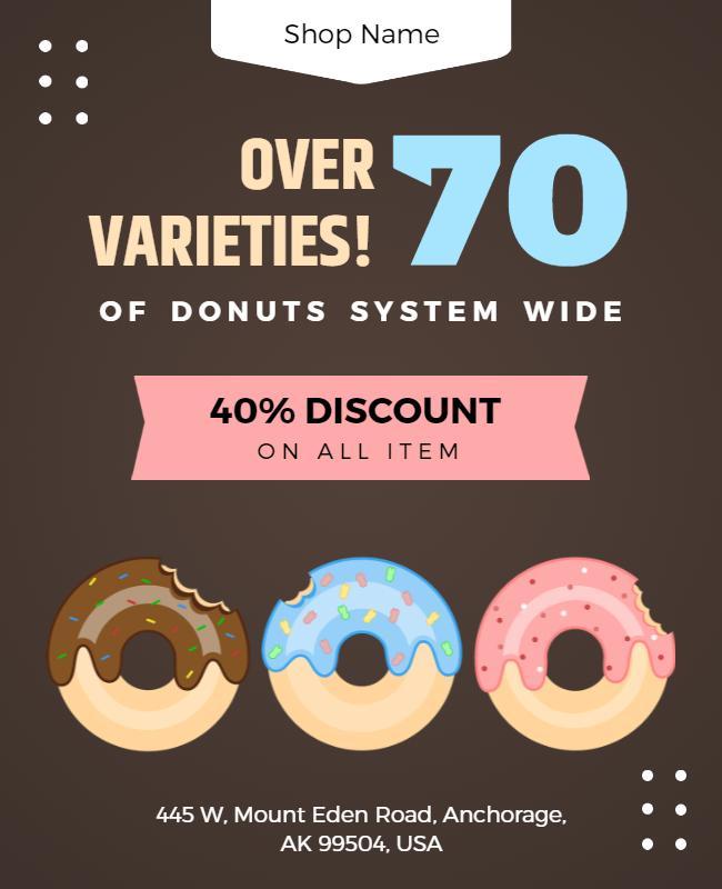 Donut Variety Discount Promotion Flyer Template