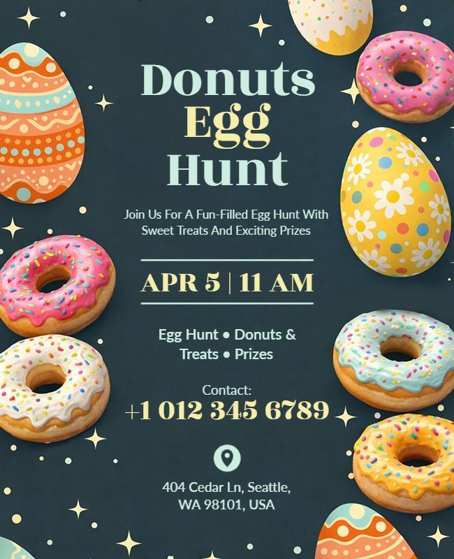 Donuts and Egg Hunt Event Flyer Template