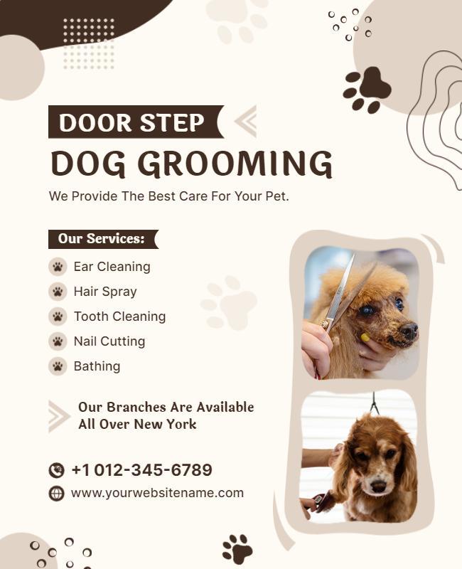 Doorstep Dog Grooming Services Flyer Template