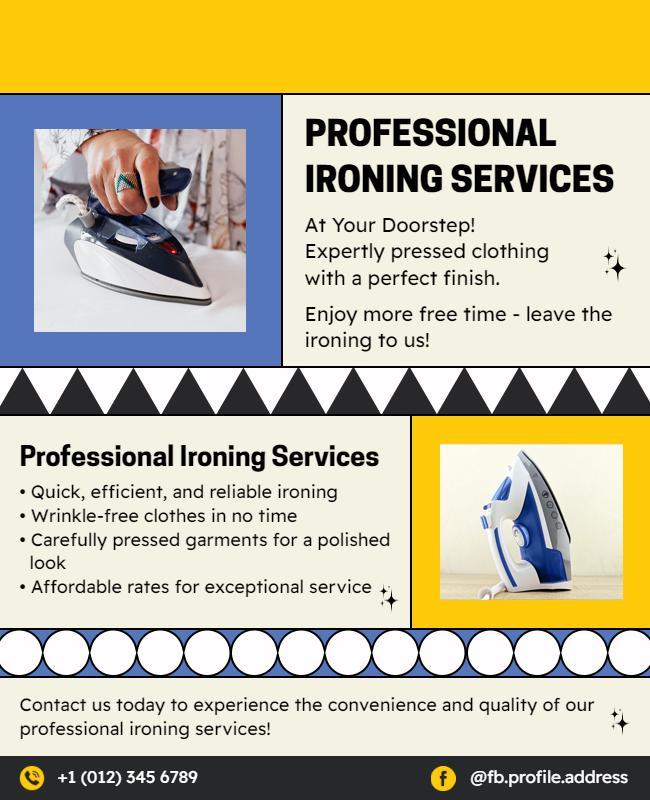 Doorstep Ironing Service Promotion Flyer Template