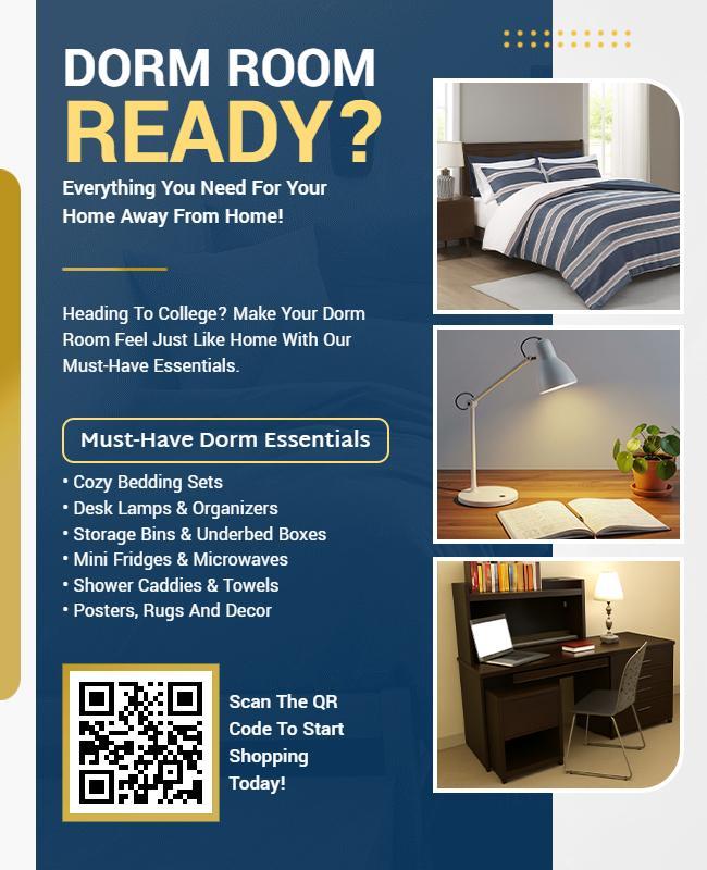 Dorm Room Essentials Shopping Flyer Template