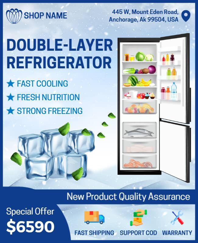 Double Layer Refrigerator Promotion Flyer Template