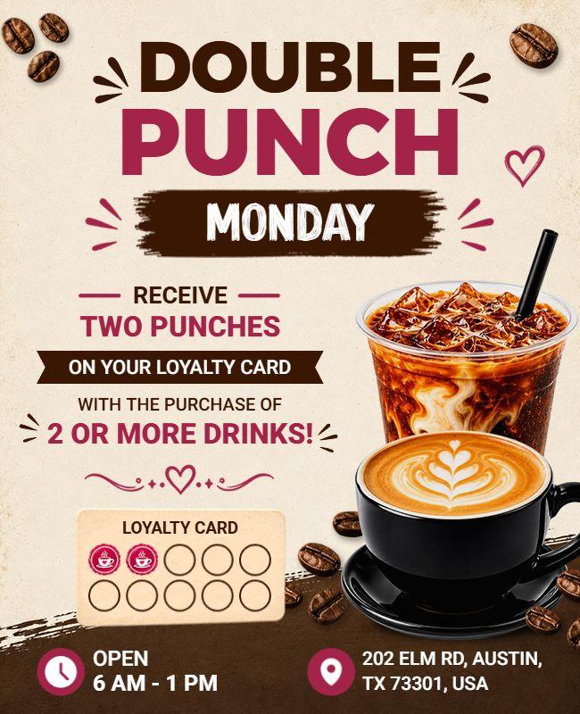 Double Punch Monday Coffee Promotion Flyer Template