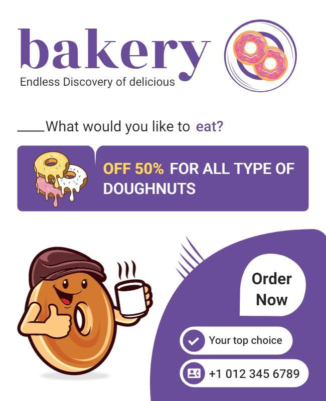 Doughnut Bakery Discount Promotion Flyer Template