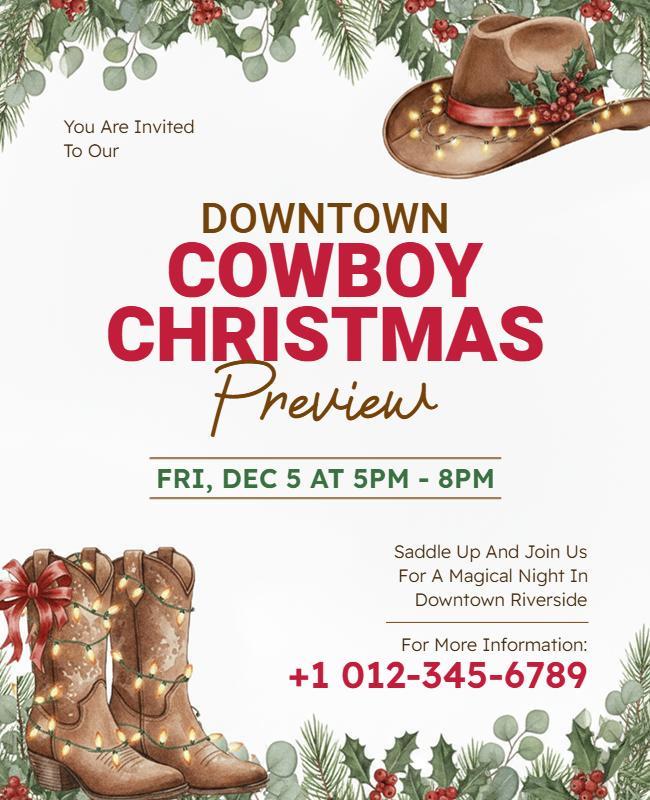 Downtown Cowboy Christmas Event Flyer Template