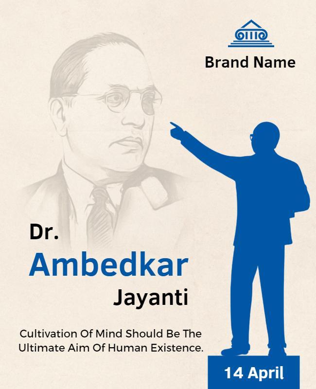 Elegant Minimalist Tribute to Ambedkar Jayanti Flyer Template