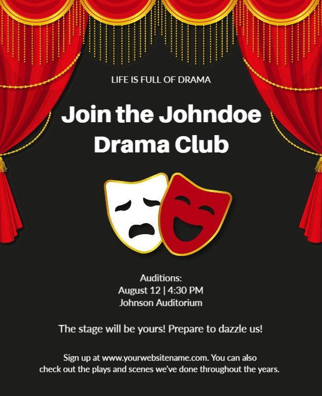 Drama Club Auditions Event Flyer Template