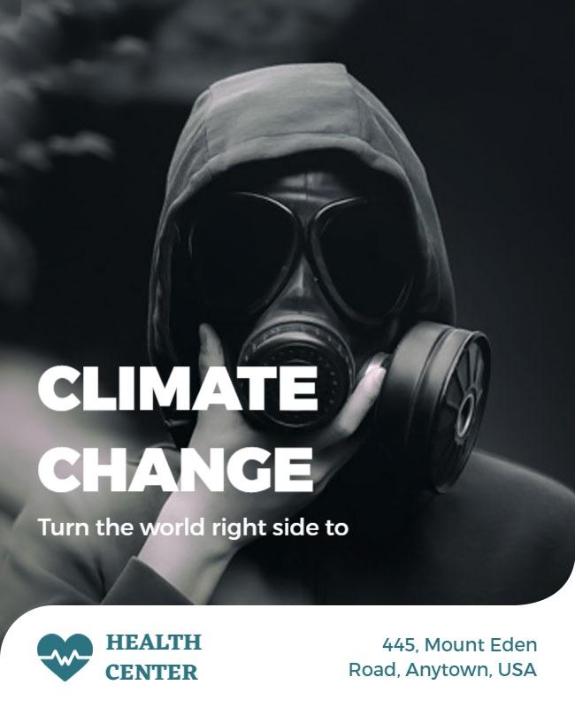 Dramatic Black and White Climate Change Awareness Poster Template
