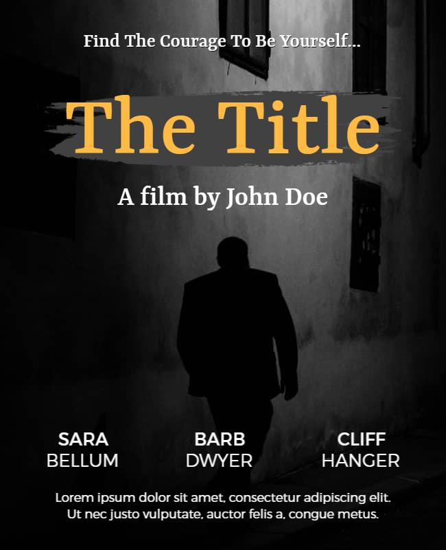 Dramatic Black and White Film Noir Poster Template