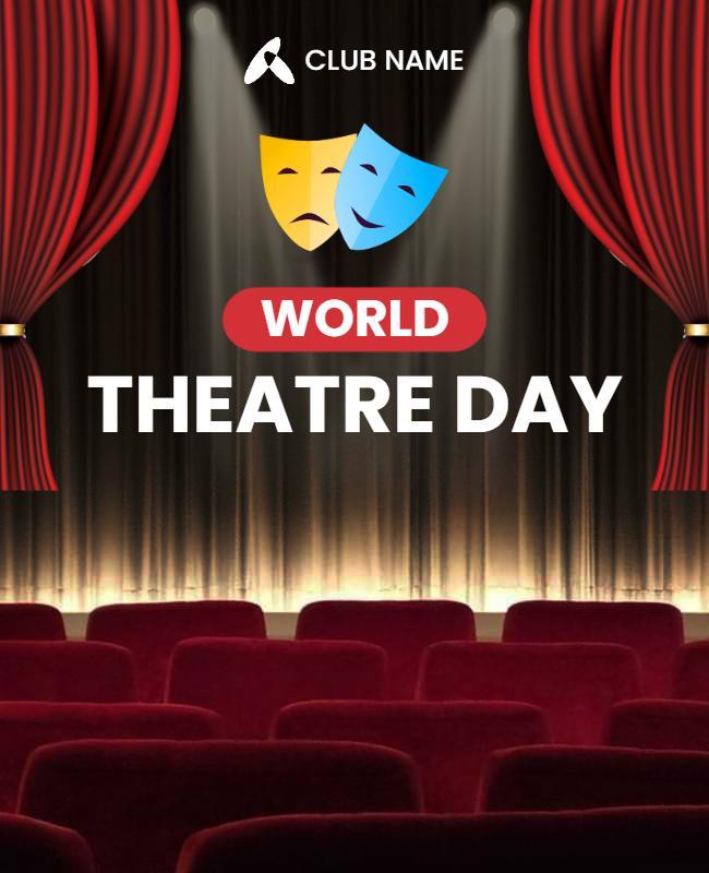 Dramatic Red Velvet Theatre Stage Celebration Poster Template