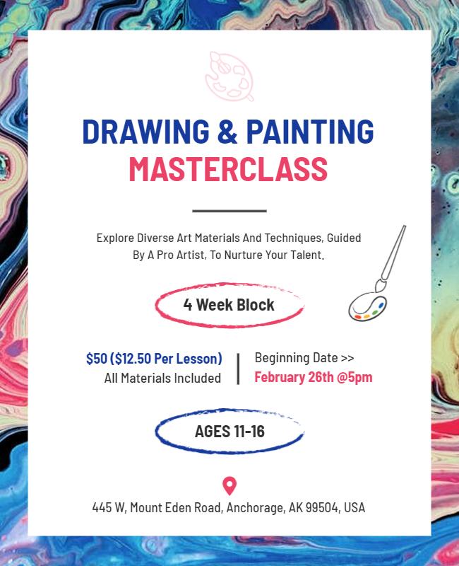 Drawing and Painting Masterclass Workshop Flyer Template