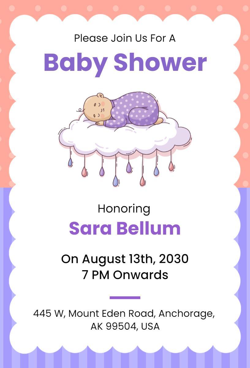 Dreamy Cloud Baby Shower Celebration Invitation Template
