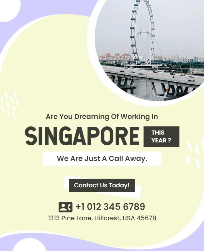 Dreamy Pastel Singapore Job Opportunity Contact Poster Template