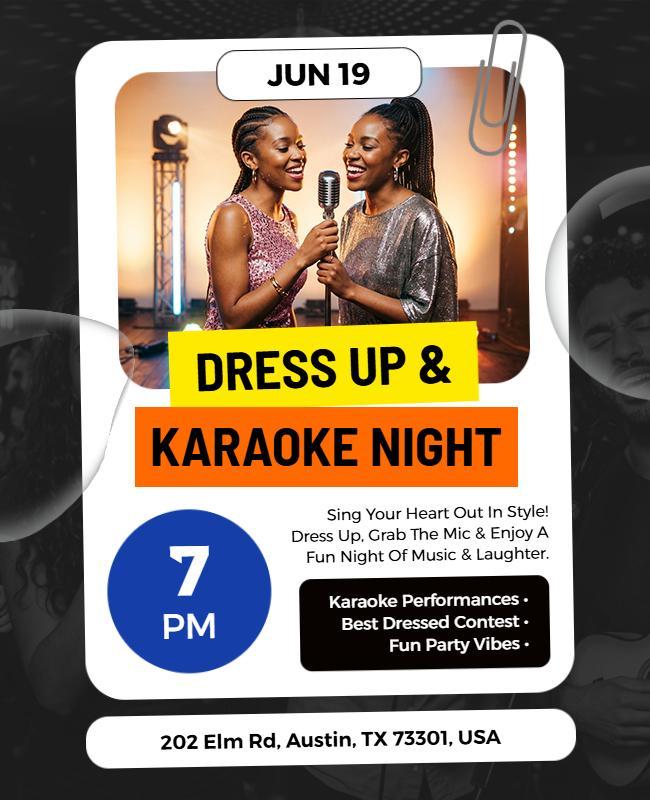 Dress up and Karaoke Night Event Flyer Template