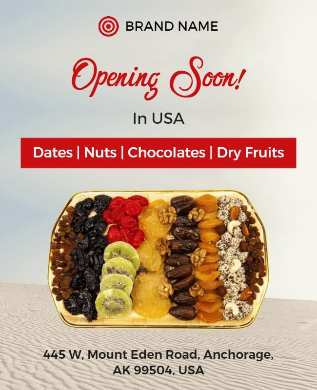 Dried Fruit Store Opening Announcement Flyer Template