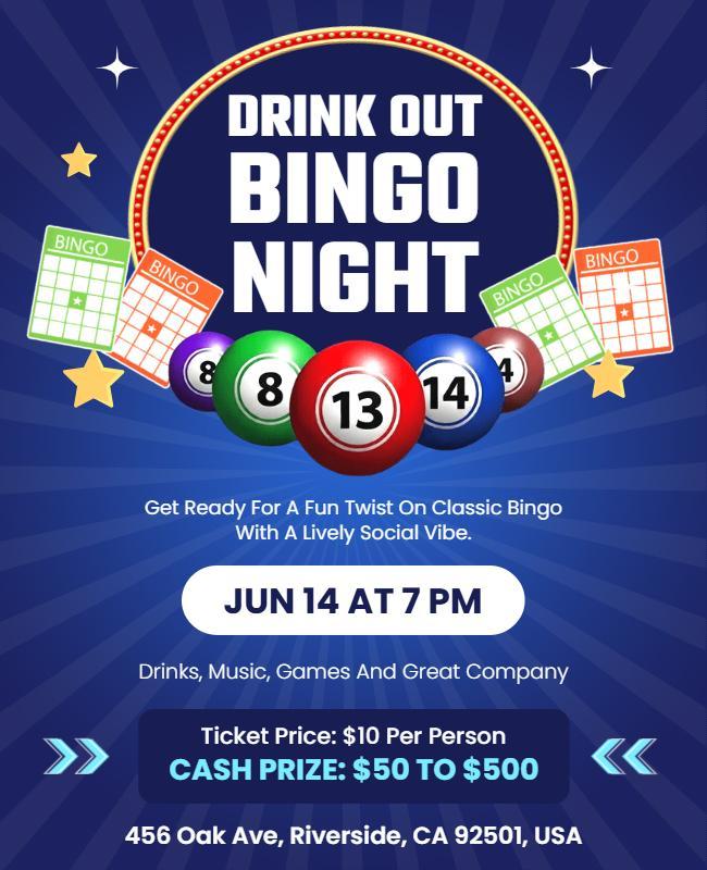 Drink Out Bingo Night Event Flyer Template