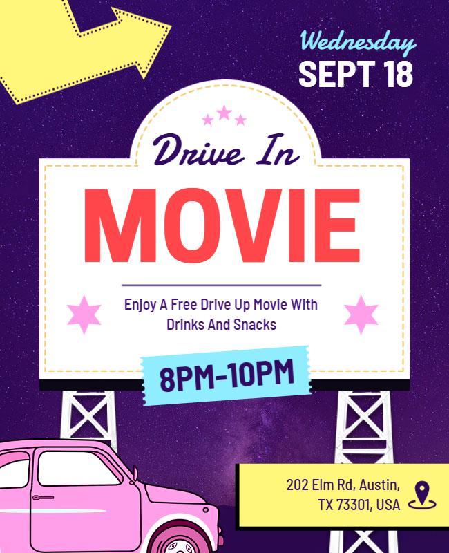 Drive-in Movie Night Flyer Template