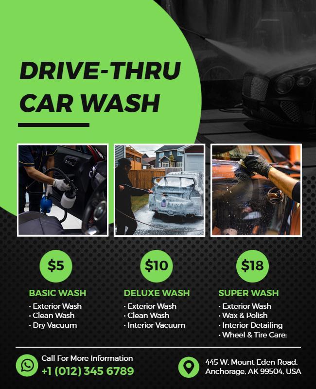 Drive Thru Car Wash Service Flyer Template