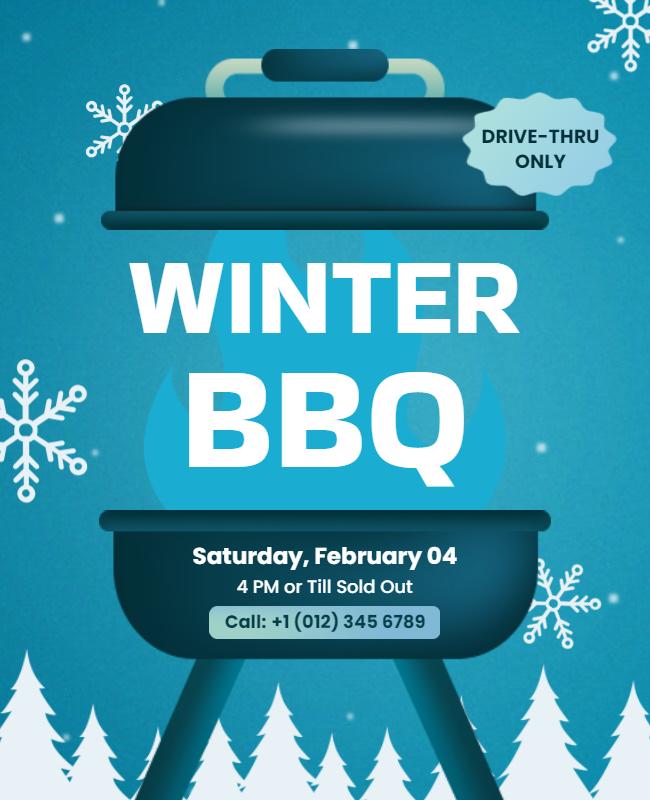 Drive Thru Winter Bbq Event Flyer Template