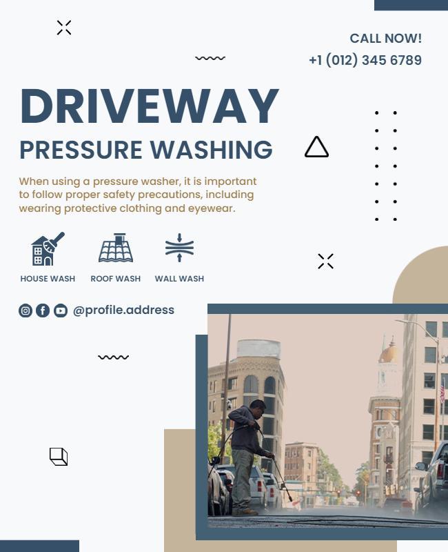 Modern Clean Pressure Washing Service Flyer Template