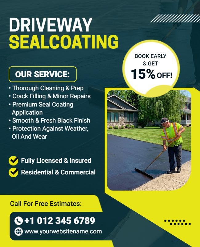 Driveway Sealcoating Services Promotional Flyer Template