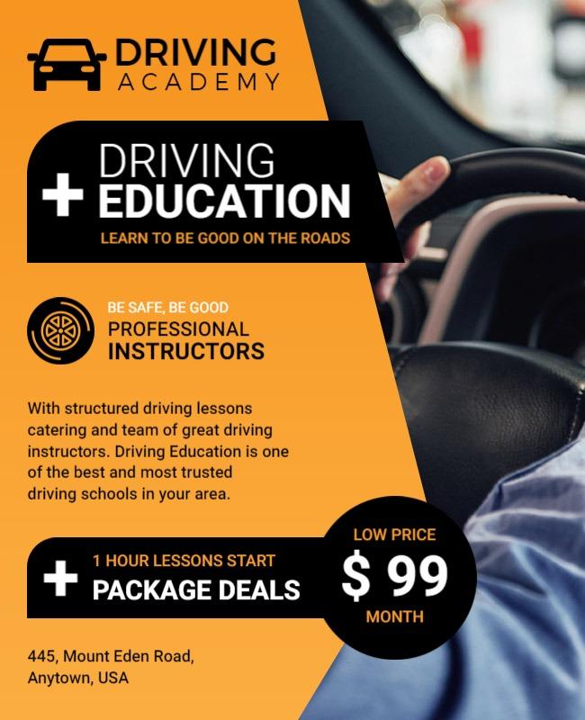 Driving Academy Education Program Flyer Template