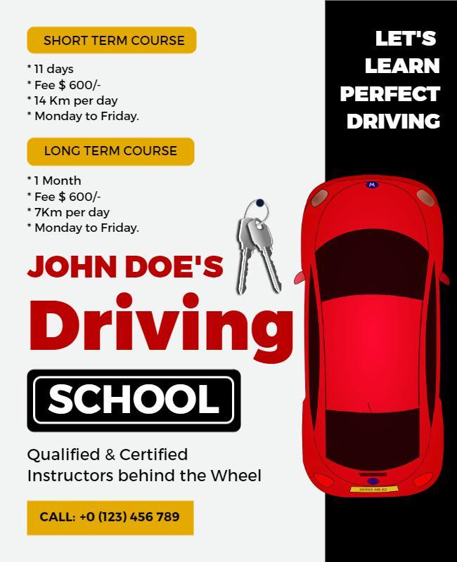 Driving School Instruction Course Flyer Template