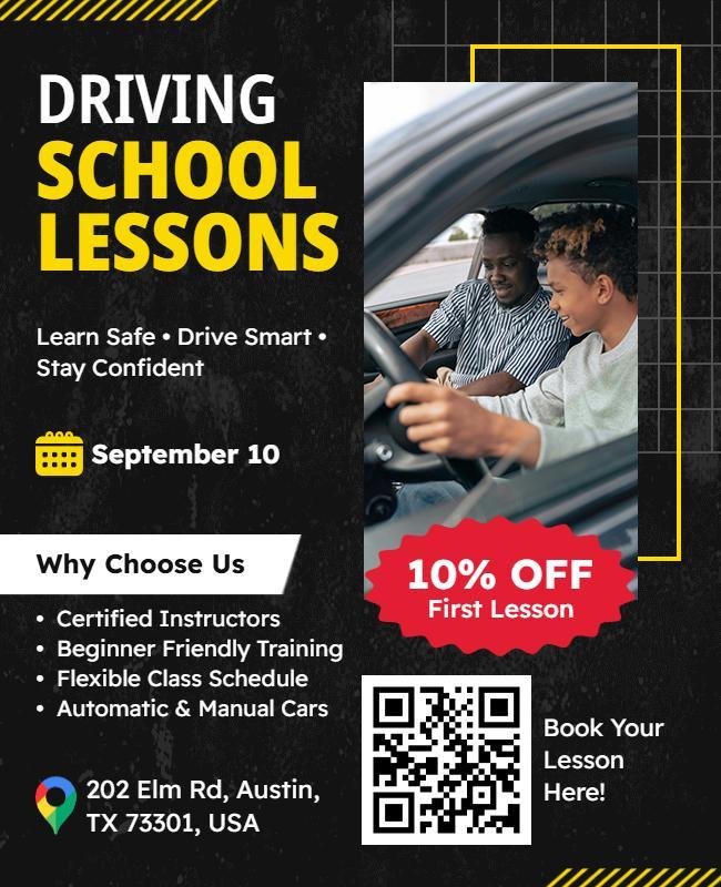 Driving School Lessons Advertisement Poster Template