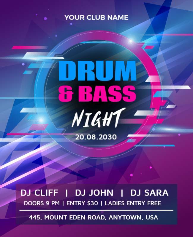 Drum and Bass Night Club Flyer Template