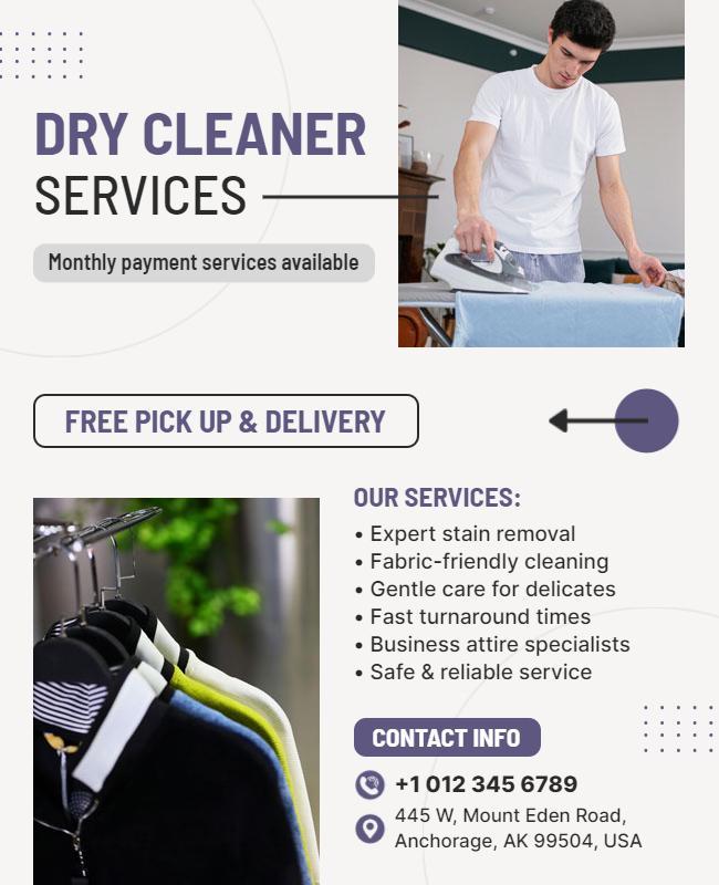 Modern Minimalist Dry Cleaner Services Flyer Template